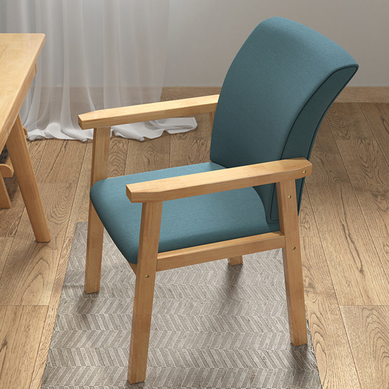 Indoor Contemporary Arm Chair Solid Back Upholstered Wood Single Dining Room Chair Blue Natural Wood Clearhalo ' kitchen&dining_furn' 'Dining Chairs' 'Dining Tables & Seating' 'dining_chair' 'furn' 'furn_dining_chair' 'Furniture' 'furniture_dining_chair' 'Kitchen & Dining Furniture' 'kitchen' 4008824