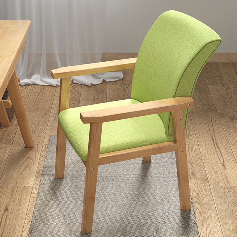 Indoor Contemporary Arm Chair Solid Back Upholstered Wood Single Dining Room Chair Green Natural Wood Clearhalo ' kitchen&dining_furn' 'Dining Chairs' 'Dining Tables & Seating' 'dining_chair' 'furn' 'furn_dining_chair' 'Furniture' 'furniture_dining_chair' 'Kitchen & Dining Furniture' 'kitchen' 4008835