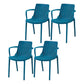 Contemporary Style Kitchen Dining Chairs Plastic Dining Stackable Arm Chairs Dark Blue 4 Piece Set Clearhalo ' kitchen&dining_furn' 'Dining Chairs' 'Dining Tables & Seating' 'dining_chair' 'furn' 'furn_dining_chair' 'Furniture' 'furniture_dining_chair' 'Kitchen & Dining Furniture' 'kitchen' 4008854