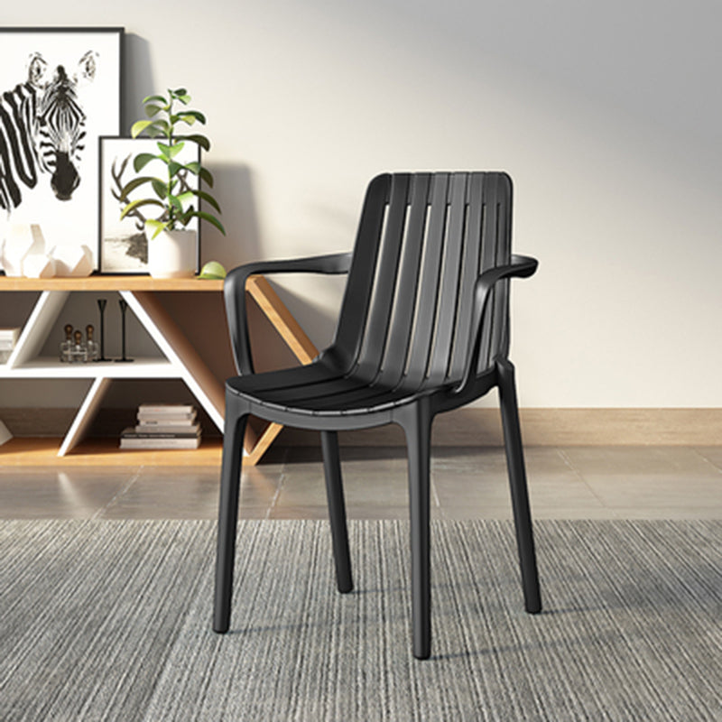 Contemporary Style Kitchen Dining Chairs Plastic Dining Stackable Arm Chairs Black 1 Piece Clearhalo ' kitchen&dining_furn' 'Dining Chairs' 'Dining Tables & Seating' 'dining_chair' 'furn' 'furn_dining_chair' 'Furniture' 'furniture_dining_chair' 'Kitchen & Dining Furniture' 'kitchen' 4008856