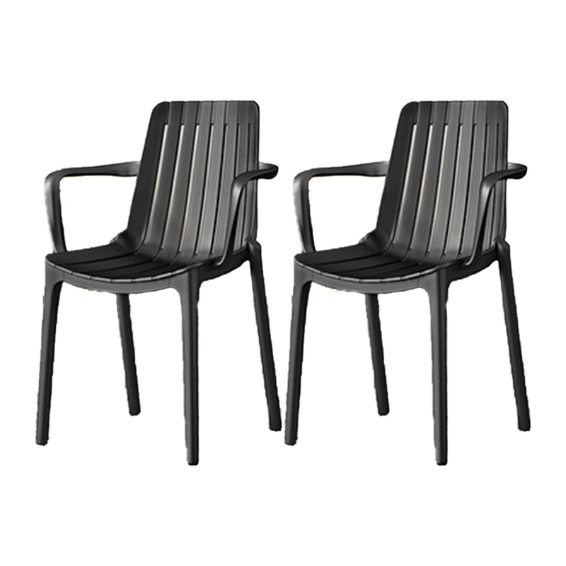 Contemporary Style Kitchen Dining Chairs Plastic Dining Stackable Arm Chairs Black 2 Piece Set Clearhalo ' kitchen&dining_furn' 'Dining Chairs' 'Dining Tables & Seating' 'dining_chair' 'furn' 'furn_dining_chair' 'Furniture' 'furniture_dining_chair' 'Kitchen & Dining Furniture' 'kitchen' 4008858