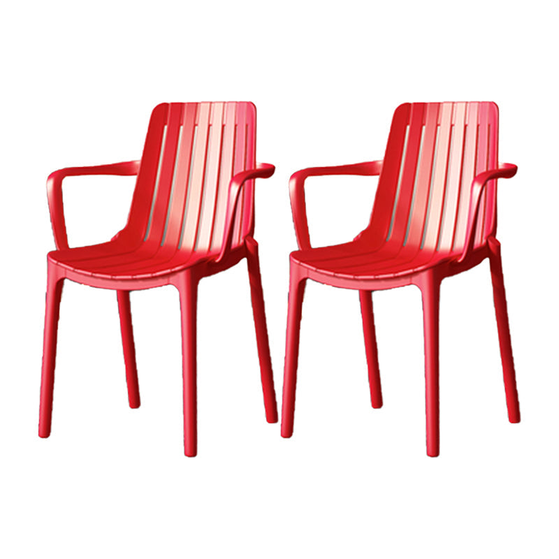 Contemporary Style Kitchen Dining Chairs Plastic Dining Stackable Arm Chairs Red 2 Piece Set Clearhalo ' kitchen&dining_furn' 'Dining Chairs' 'Dining Tables & Seating' 'dining_chair' 'furn' 'furn_dining_chair' 'Furniture' 'furniture_dining_chair' 'Kitchen & Dining Furniture' 'kitchen' 4008861