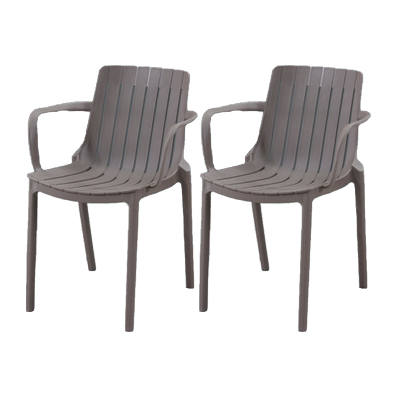 Contemporary Style Kitchen Dining Chairs Plastic Dining Stackable Arm Chairs Grey 2 Piece Set Clearhalo ' kitchen&dining_furn' 'Dining Chairs' 'Dining Tables & Seating' 'dining_chair' 'furn' 'furn_dining_chair' 'Furniture' 'furniture_dining_chair' 'Kitchen & Dining Furniture' 'kitchen' 4008864