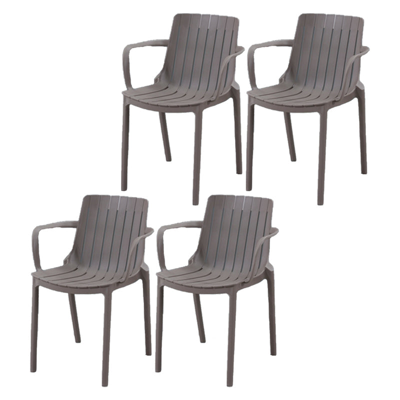Contemporary Style Kitchen Dining Chairs Plastic Dining Stackable Arm Chairs Grey 4 Piece Set Clearhalo ' kitchen&dining_furn' 'Dining Chairs' 'Dining Tables & Seating' 'dining_chair' 'furn' 'furn_dining_chair' 'Furniture' 'furniture_dining_chair' 'Kitchen & Dining Furniture' 'kitchen' 4008865