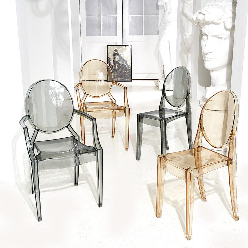 Contemporary Plastic Restaurant Arm Chair Transparent Open Back Dining Chair (Set of 4) Clearhalo ' kitchen&dining_furn' 'Dining Chairs' 'Dining Tables & Seating' 'dining_chair' 'furn' 'furn_dining_chair' 'Furniture' 'furniture_dining_chair' 'Kitchen & Dining Furniture' 'kitchen' 4008876