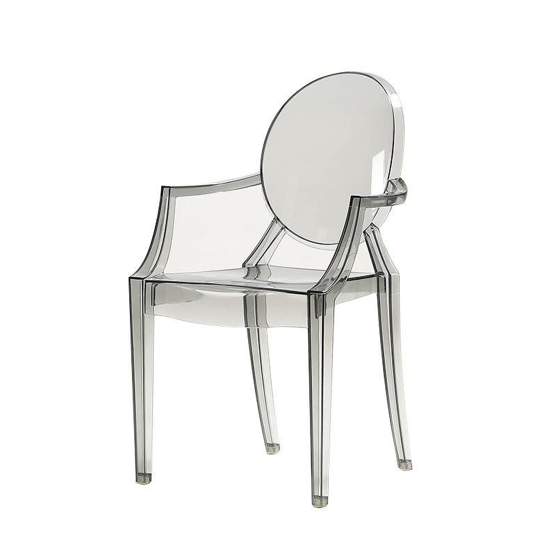 Contemporary Plastic Restaurant Arm Chair Transparent Open Back Dining Chair (Set of 4) Clearhalo ' kitchen&dining_furn' 'Dining Chairs' 'Dining Tables & Seating' 'dining_chair' 'furn' 'furn_dining_chair' 'Furniture' 'furniture_dining_chair' 'Kitchen & Dining Furniture' 'kitchen' 4008877