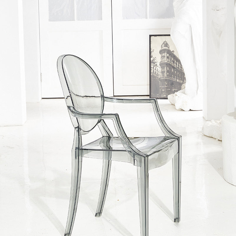 Contemporary Plastic Restaurant Arm Chair Transparent Open Back Dining Chair (Set of 4) Clearhalo ' kitchen&dining_furn' 'Dining Chairs' 'Dining Tables & Seating' 'dining_chair' 'furn' 'furn_dining_chair' 'Furniture' 'furniture_dining_chair' 'Kitchen & Dining Furniture' 'kitchen' 4008881