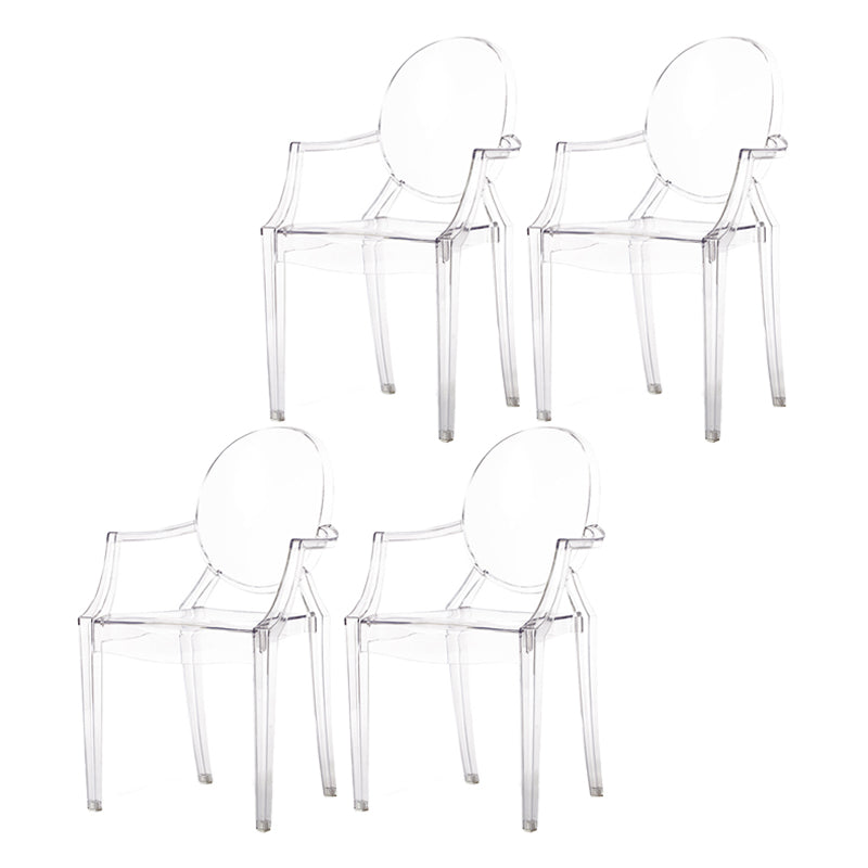 Contemporary Plastic Restaurant Arm Chair Transparent Open Back Dining Chair (Set of 4) Clear Clearhalo ' kitchen&dining_furn' 'Dining Chairs' 'Dining Tables & Seating' 'dining_chair' 'furn' 'furn_dining_chair' 'Furniture' 'furniture_dining_chair' 'Kitchen & Dining Furniture' 'kitchen' 4008882