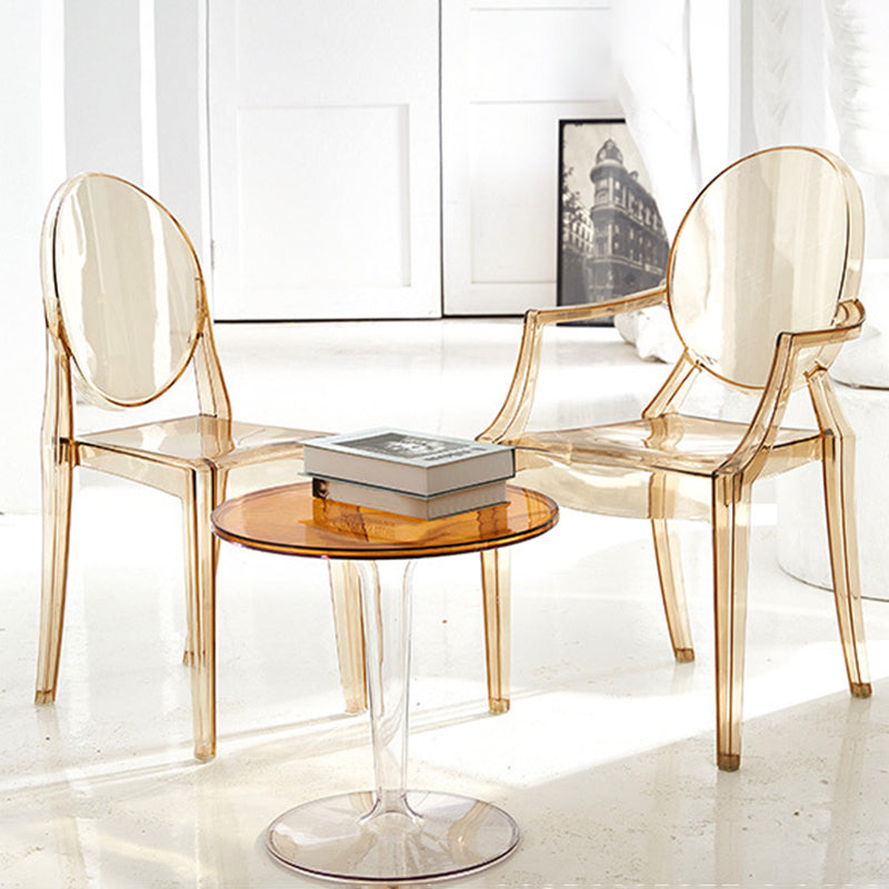 Contemporary Plastic Restaurant Arm Chair Transparent Open Back Dining Chair (Set of 4) Clearhalo ' kitchen&dining_furn' 'Dining Chairs' 'Dining Tables & Seating' 'dining_chair' 'furn' 'furn_dining_chair' 'Furniture' 'furniture_dining_chair' 'Kitchen & Dining Furniture' 'kitchen' 4008885