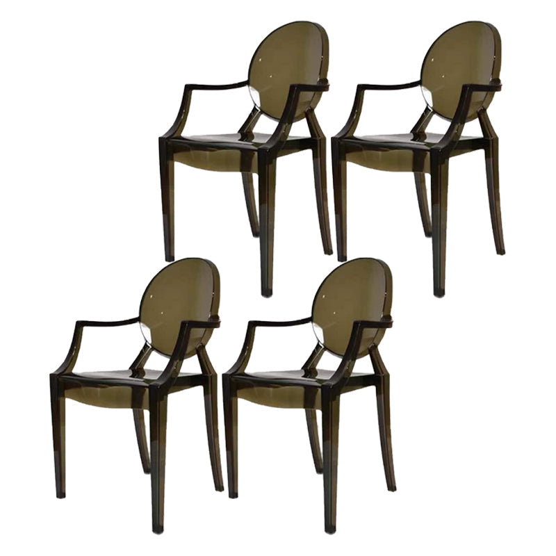 Contemporary Plastic Restaurant Arm Chair Transparent Open Back Dining Chair (Set of 4) Tan Clearhalo ' kitchen&dining_furn' 'Dining Chairs' 'Dining Tables & Seating' 'dining_chair' 'furn' 'furn_dining_chair' 'Furniture' 'furniture_dining_chair' 'Kitchen & Dining Furniture' 'kitchen' 4008886
