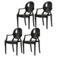 Contemporary Plastic Restaurant Arm Chair Transparent Open Back Dining Chair (Set of 4) Black Clearhalo ' kitchen&dining_furn' 'Dining Chairs' 'Dining Tables & Seating' 'dining_chair' 'furn' 'furn_dining_chair' 'Furniture' 'furniture_dining_chair' 'Kitchen & Dining Furniture' 'kitchen' 4008889