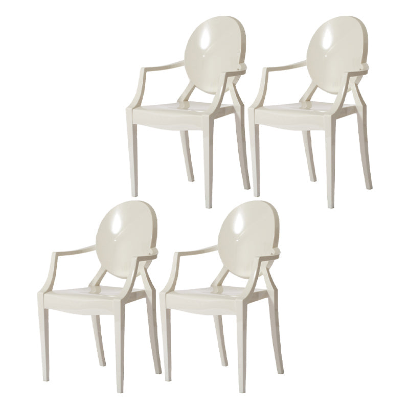 Contemporary Plastic Restaurant Arm Chair Transparent Open Back Dining Chair (Set of 4) White Clearhalo ' kitchen&dining_furn' 'Dining Chairs' 'Dining Tables & Seating' 'dining_chair' 'furn' 'furn_dining_chair' 'Furniture' 'furniture_dining_chair' 'Kitchen & Dining Furniture' 'kitchen' 4008891