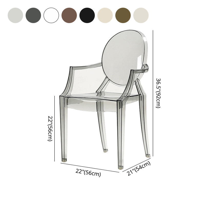 Contemporary Plastic Restaurant Arm Chair Transparent Open Back Dining Chair (Set of 4) Clearhalo ' kitchen&dining_furn' 'Dining Chairs' 'Dining Tables & Seating' 'dining_chair' 'furn' 'furn_dining_chair' 'Furniture' 'furniture_dining_chair' 'Kitchen & Dining Furniture' 'kitchen' 4008892