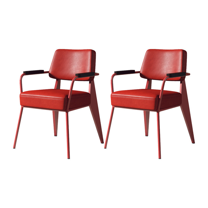 Indoor Scandinavian Arm Chair Open Back Upholstered Metal Dining Room Chair Red 2 Piece Set Clearhalo ' kitchen&dining_furn' 'Dining Chairs' 'Dining Tables & Seating' 'dining_chair' 'furn' 'furn_dining_chair' 'Furniture' 'furniture_dining_chair' 'Kitchen & Dining Furniture' 'kitchen' 4008895