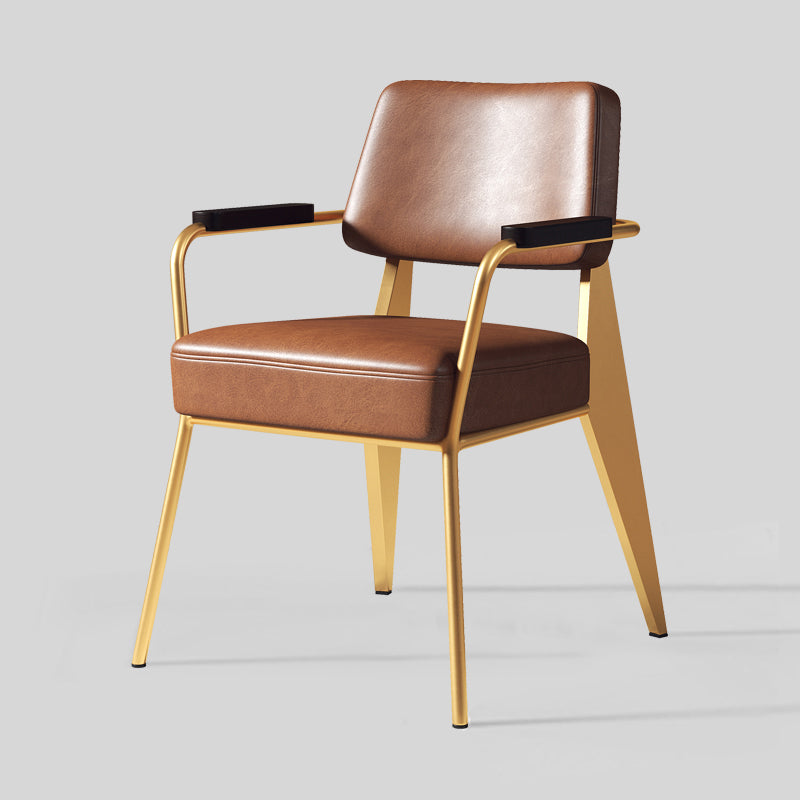 Indoor Scandinavian Arm Chair Open Back Upholstered Metal Dining Room Chair Coffee 1 Piece Clearhalo ' kitchen&dining_furn' 'Dining Chairs' 'Dining Tables & Seating' 'dining_chair' 'furn' 'furn_dining_chair' 'Furniture' 'furniture_dining_chair' 'Kitchen & Dining Furniture' 'kitchen' 4008900