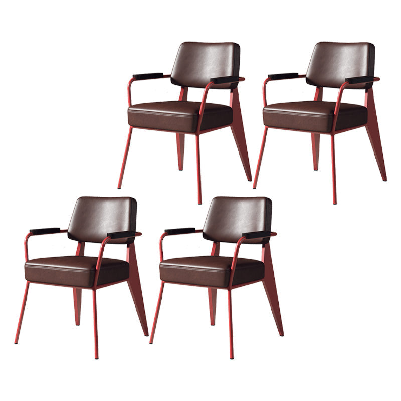 Indoor Scandinavian Arm Chair Open Back Upholstered Metal Dining Room Chair Red Brown 4 Piece Set Clearhalo ' kitchen&dining_furn' 'Dining Chairs' 'Dining Tables & Seating' 'dining_chair' 'furn' 'furn_dining_chair' 'Furniture' 'furniture_dining_chair' 'Kitchen & Dining Furniture' 'kitchen' 4008910