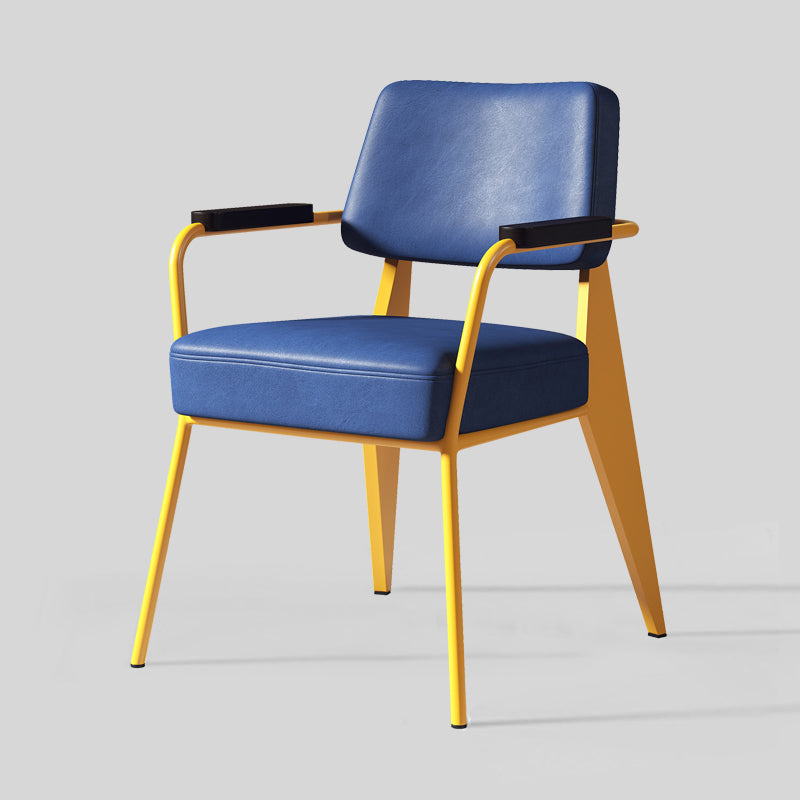 Indoor Scandinavian Arm Chair Open Back Upholstered Metal Dining Room Chair Blue 1 Piece Clearhalo ' kitchen&dining_furn' 'Dining Chairs' 'Dining Tables & Seating' 'dining_chair' 'furn' 'furn_dining_chair' 'Furniture' 'furniture_dining_chair' 'Kitchen & Dining Furniture' 'kitchen' 4008912