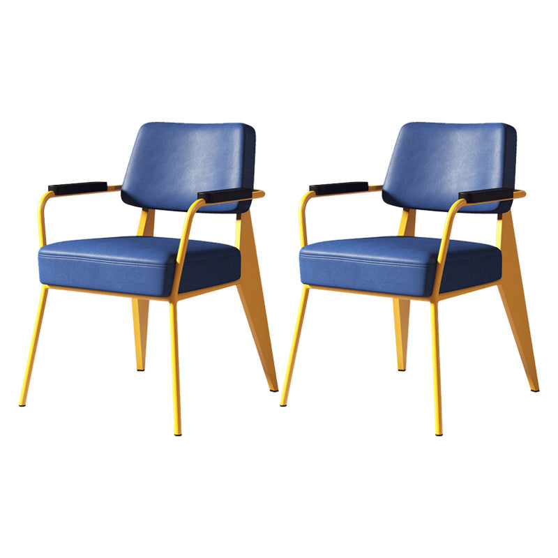 Indoor Scandinavian Arm Chair Open Back Upholstered Metal Dining Room Chair Blue 2 Piece Set Clearhalo ' kitchen&dining_furn' 'Dining Chairs' 'Dining Tables & Seating' 'dining_chair' 'furn' 'furn_dining_chair' 'Furniture' 'furniture_dining_chair' 'Kitchen & Dining Furniture' 'kitchen' 4008913
