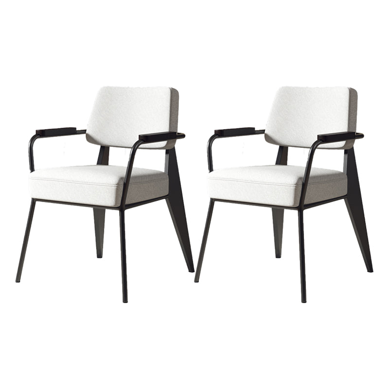 Indoor Scandinavian Arm Chair Open Back Upholstered Metal Dining Room Chair White 2 Piece Set Clearhalo ' kitchen&dining_furn' 'Dining Chairs' 'Dining Tables & Seating' 'dining_chair' 'furn' 'furn_dining_chair' 'Furniture' 'furniture_dining_chair' 'Kitchen & Dining Furniture' 'kitchen' 4008916