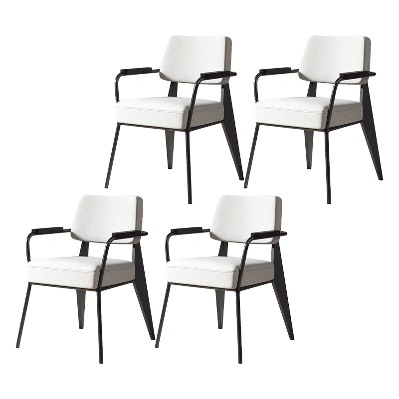 Indoor Scandinavian Arm Chair Open Back Upholstered Metal Dining Room Chair White 4 Piece Set Clearhalo ' kitchen&dining_furn' 'Dining Chairs' 'Dining Tables & Seating' 'dining_chair' 'furn' 'furn_dining_chair' 'Furniture' 'furniture_dining_chair' 'Kitchen & Dining Furniture' 'kitchen' 4008917