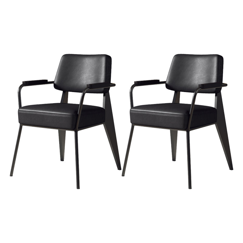 Indoor Scandinavian Arm Chair Open Back Upholstered Metal Dining Room Chair Black 2 Piece Set Clearhalo ' kitchen&dining_furn' 'Dining Chairs' 'Dining Tables & Seating' 'dining_chair' 'furn' 'furn_dining_chair' 'Furniture' 'furniture_dining_chair' 'Kitchen & Dining Furniture' 'kitchen' 4008922