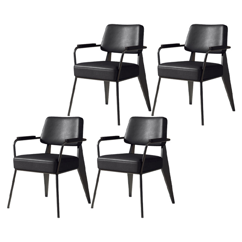 Indoor Scandinavian Arm Chair Open Back Upholstered Metal Dining Room Chair Black 4 Piece Set Clearhalo ' kitchen&dining_furn' 'Dining Chairs' 'Dining Tables & Seating' 'dining_chair' 'furn' 'furn_dining_chair' 'Furniture' 'furniture_dining_chair' 'Kitchen & Dining Furniture' 'kitchen' 4008923