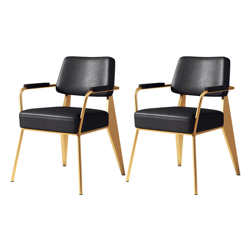 Indoor Scandinavian Arm Chair Open Back Upholstered Metal Dining Room Chair Gold-Black 2 Piece Set Clearhalo ' kitchen&dining_furn' 'Dining Chairs' 'Dining Tables & Seating' 'dining_chair' 'furn' 'furn_dining_chair' 'Furniture' 'furniture_dining_chair' 'Kitchen & Dining Furniture' 'kitchen' 4008925