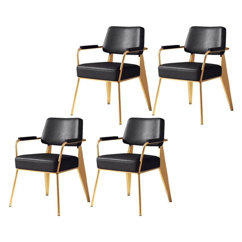 Indoor Scandinavian Arm Chair Open Back Upholstered Metal Dining Room Chair Gold-Black 4 Piece Set Clearhalo ' kitchen&dining_furn' 'Dining Chairs' 'Dining Tables & Seating' 'dining_chair' 'furn' 'furn_dining_chair' 'Furniture' 'furniture_dining_chair' 'Kitchen & Dining Furniture' 'kitchen' 4008926