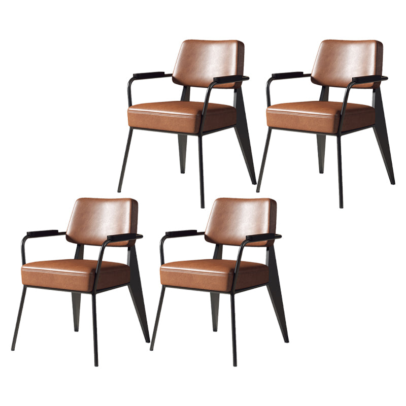 Indoor Scandinavian Arm Chair Open Back Upholstered Metal Dining Room Chair Dark Coffee 4 Piece Set Clearhalo ' kitchen&dining_furn' 'Dining Chairs' 'Dining Tables & Seating' 'dining_chair' 'furn' 'furn_dining_chair' 'Furniture' 'furniture_dining_chair' 'Kitchen & Dining Furniture' 'kitchen' 4008929