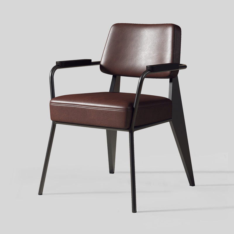 Indoor Scandinavian Arm Chair Open Back Upholstered Metal Dining Room Chair Brown 1 Piece Clearhalo ' kitchen&dining_furn' 'Dining Chairs' 'Dining Tables & Seating' 'dining_chair' 'furn' 'furn_dining_chair' 'Furniture' 'furniture_dining_chair' 'Kitchen & Dining Furniture' 'kitchen' 4008930