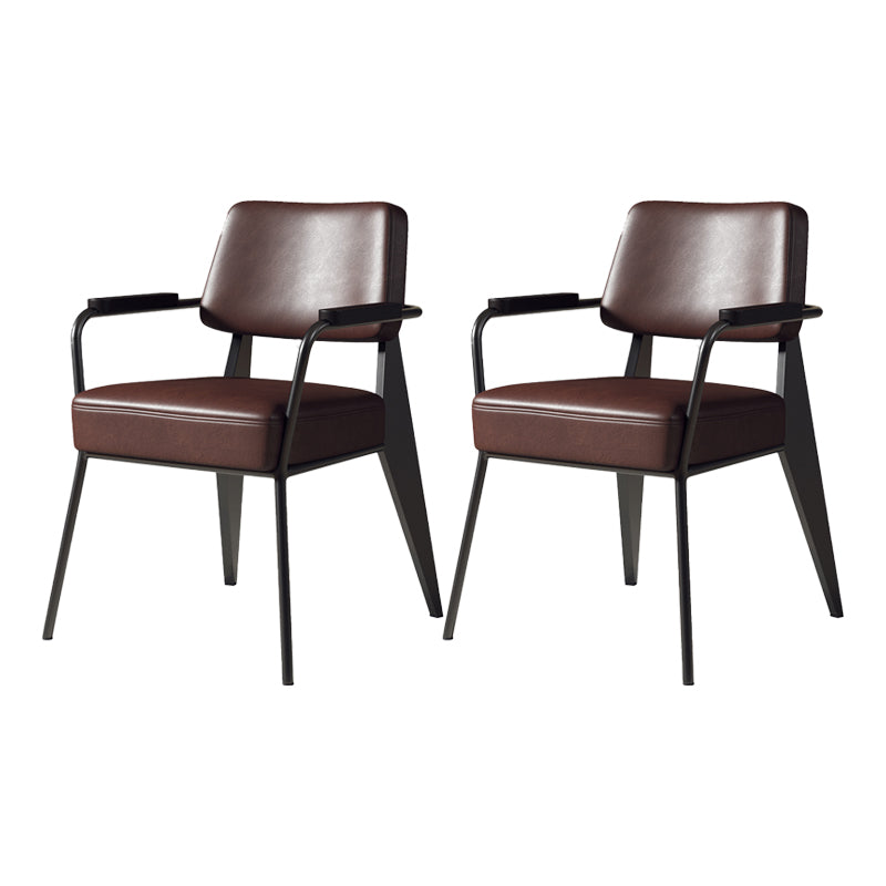 Indoor Scandinavian Arm Chair Open Back Upholstered Metal Dining Room Chair Brown 2 Piece Set Clearhalo ' kitchen&dining_furn' 'Dining Chairs' 'Dining Tables & Seating' 'dining_chair' 'furn' 'furn_dining_chair' 'Furniture' 'furniture_dining_chair' 'Kitchen & Dining Furniture' 'kitchen' 4008931