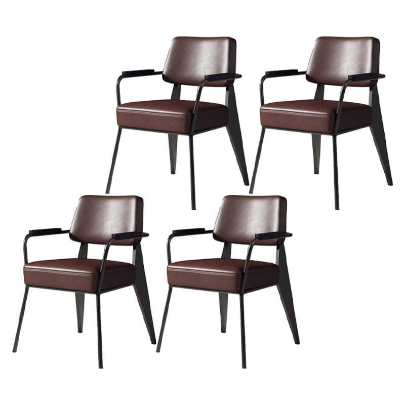 Indoor Scandinavian Arm Chair Open Back Upholstered Metal Dining Room Chair Brown 4 Piece Set Clearhalo ' kitchen&dining_furn' 'Dining Chairs' 'Dining Tables & Seating' 'dining_chair' 'furn' 'furn_dining_chair' 'Furniture' 'furniture_dining_chair' 'Kitchen & Dining Furniture' 'kitchen' 4008932