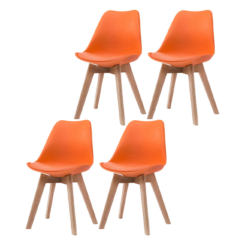 Scandinavian Beech Parsons Side Chair Matte Finish Leather Dining Chairs (Set of 2) Orange Set of 4 Clearhalo ' kitchen&dining_furn' 'Dining Chairs' 'Dining Tables & Seating' 'dining_chair' 'Furniture' 'furniture_dining_chair' 'Kitchen & Dining Furniture' 'kitchen' 4010393