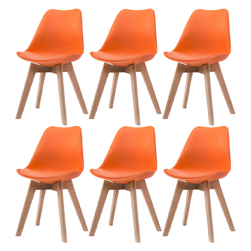 Scandinavian Beech Parsons Side Chair Matte Finish Leather Dining Chairs (Set of 2) Orange Set of 6 Clearhalo ' kitchen&dining_furn' 'Dining Chairs' 'Dining Tables & Seating' 'dining_chair' 'Furniture' 'furniture_dining_chair' 'Kitchen & Dining Furniture' 'kitchen' 4010394