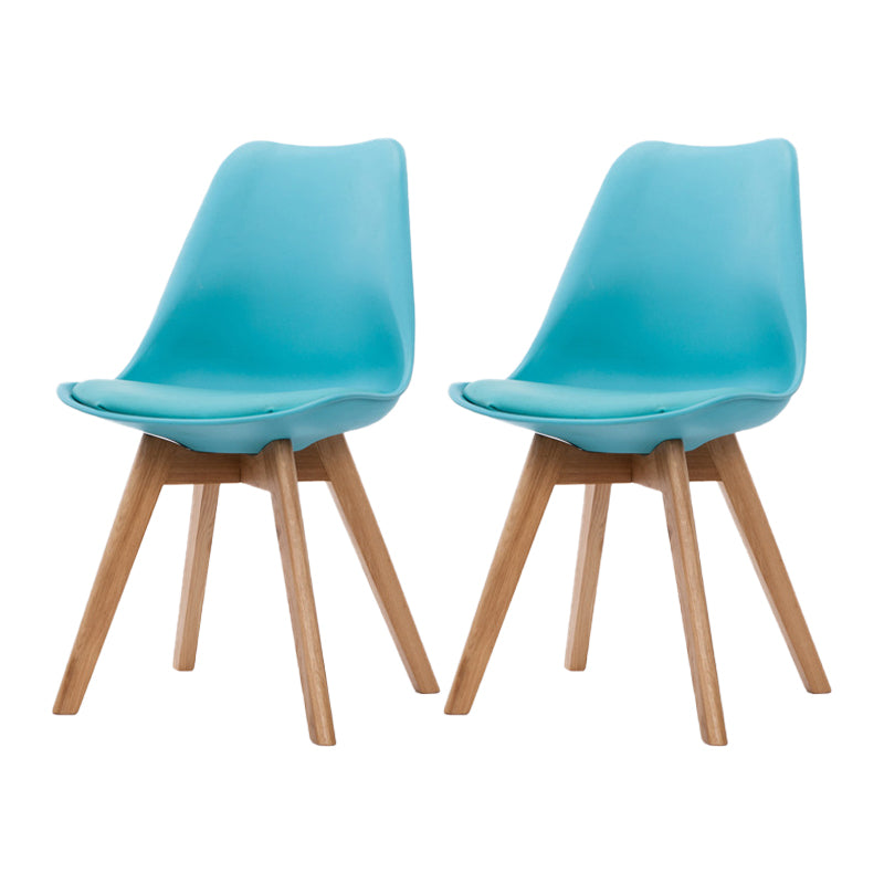 Scandinavian Beech Parsons Side Chair Matte Finish Leather Dining Chairs (Set of 2) Lake Blue Set of 2 Clearhalo ' kitchen&dining_furn' 'Dining Chairs' 'Dining Tables & Seating' 'dining_chair' 'Furniture' 'furniture_dining_chair' 'Kitchen & Dining Furniture' 'kitchen' 4010396
