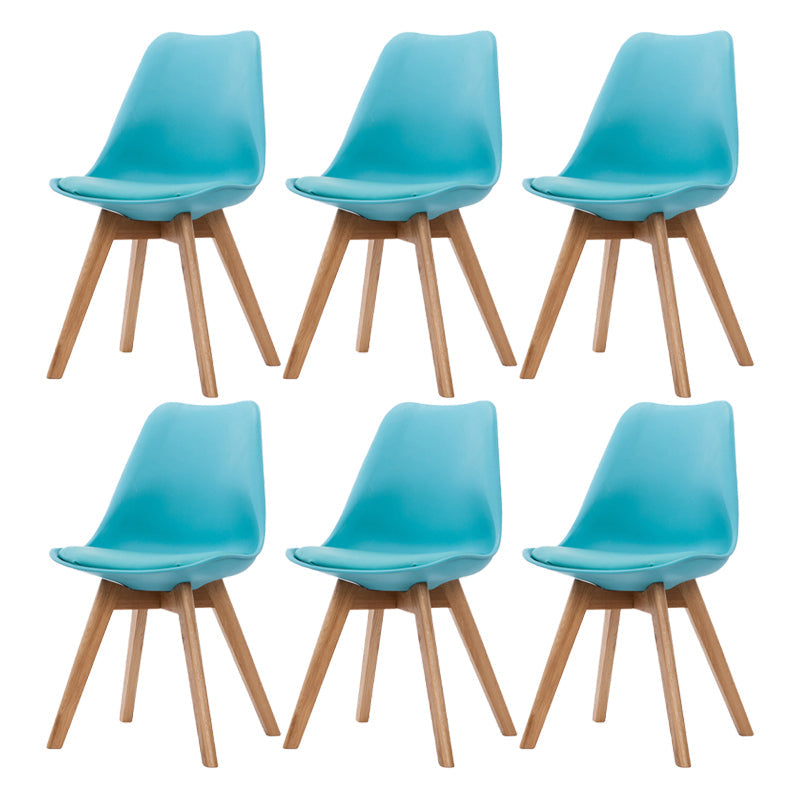 Scandinavian Beech Parsons Side Chair Matte Finish Leather Dining Chairs (Set of 2) Lake Blue Set of 6 Clearhalo ' kitchen&dining_furn' 'Dining Chairs' 'Dining Tables & Seating' 'dining_chair' 'Furniture' 'furniture_dining_chair' 'Kitchen & Dining Furniture' 'kitchen' 4010400