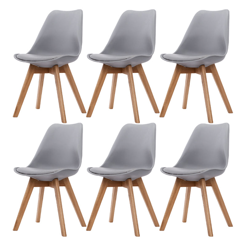 Scandinavian Beech Parsons Side Chair Matte Finish Leather Dining Chairs (Set of 2) Grey Set of 6 Clearhalo ' kitchen&dining_furn' 'Dining Chairs' 'Dining Tables & Seating' 'dining_chair' 'Furniture' 'furniture_dining_chair' 'Kitchen & Dining Furniture' 'kitchen' 4010407