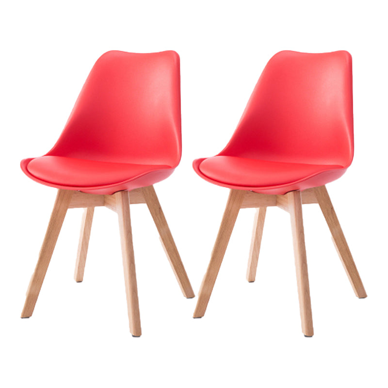 Scandinavian Beech Parsons Side Chair Matte Finish Leather Dining Chairs (Set of 2) Red Set of 2 Clearhalo ' kitchen&dining_furn' 'Dining Chairs' 'Dining Tables & Seating' 'dining_chair' 'Furniture' 'furniture_dining_chair' 'Kitchen & Dining Furniture' 'kitchen' 4010408