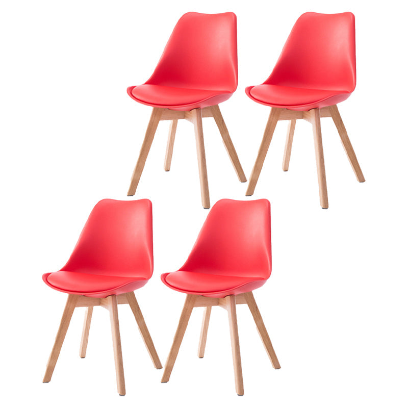 Scandinavian Beech Parsons Side Chair Matte Finish Leather Dining Chairs (Set of 2) Red Set of 4 Clearhalo ' kitchen&dining_furn' 'Dining Chairs' 'Dining Tables & Seating' 'dining_chair' 'Furniture' 'furniture_dining_chair' 'Kitchen & Dining Furniture' 'kitchen' 4010410