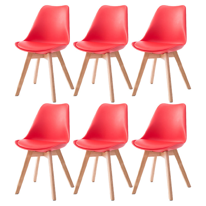 Scandinavian Beech Parsons Side Chair Matte Finish Leather Dining Chairs (Set of 2) Red Set of 6 Clearhalo ' kitchen&dining_furn' 'Dining Chairs' 'Dining Tables & Seating' 'dining_chair' 'Furniture' 'furniture_dining_chair' 'Kitchen & Dining Furniture' 'kitchen' 4010411