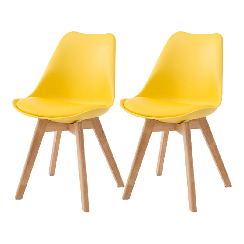 Scandinavian Beech Parsons Side Chair Matte Finish Leather Dining Chairs (Set of 2) Yellow Set of 2 Clearhalo ' kitchen&dining_furn' 'Dining Chairs' 'Dining Tables & Seating' 'dining_chair' 'Furniture' 'furniture_dining_chair' 'Kitchen & Dining Furniture' 'kitchen' 4010412