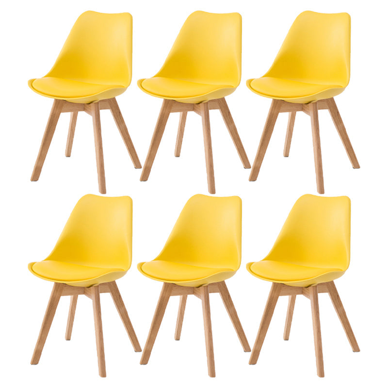 Scandinavian Beech Parsons Side Chair Matte Finish Leather Dining Chairs (Set of 2) Yellow Set of 6 Clearhalo ' kitchen&dining_furn' 'Dining Chairs' 'Dining Tables & Seating' 'dining_chair' 'Furniture' 'furniture_dining_chair' 'Kitchen & Dining Furniture' 'kitchen' 4010414
