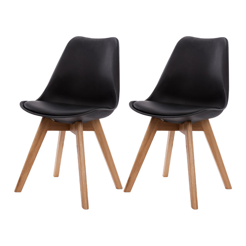 Scandinavian Beech Parsons Side Chair Matte Finish Leather Dining Chairs (Set of 2) Black Set of 2 Clearhalo ' kitchen&dining_furn' 'Dining Chairs' 'Dining Tables & Seating' 'dining_chair' 'Furniture' 'furniture_dining_chair' 'Kitchen & Dining Furniture' 'kitchen' 4010418