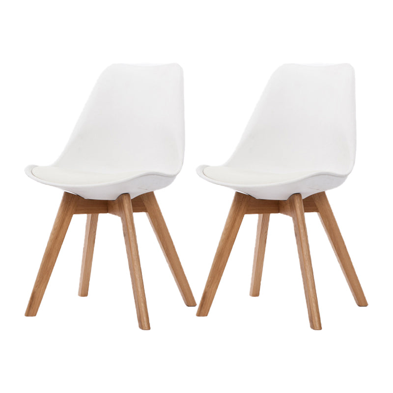 Scandinavian Beech Parsons Side Chair Matte Finish Leather Dining Chairs (Set of 2) White Set of 2 Clearhalo ' kitchen&dining_furn' 'Dining Chairs' 'Dining Tables & Seating' 'dining_chair' 'Furniture' 'furniture_dining_chair' 'Kitchen & Dining Furniture' 'kitchen' 4010424