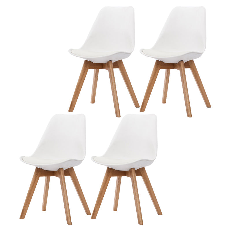 Scandinavian Beech Parsons Side Chair Matte Finish Leather Dining Chairs (Set of 2) White Set of 4 Clearhalo ' kitchen&dining_furn' 'Dining Chairs' 'Dining Tables & Seating' 'dining_chair' 'Furniture' 'furniture_dining_chair' 'Kitchen & Dining Furniture' 'kitchen' 4010425