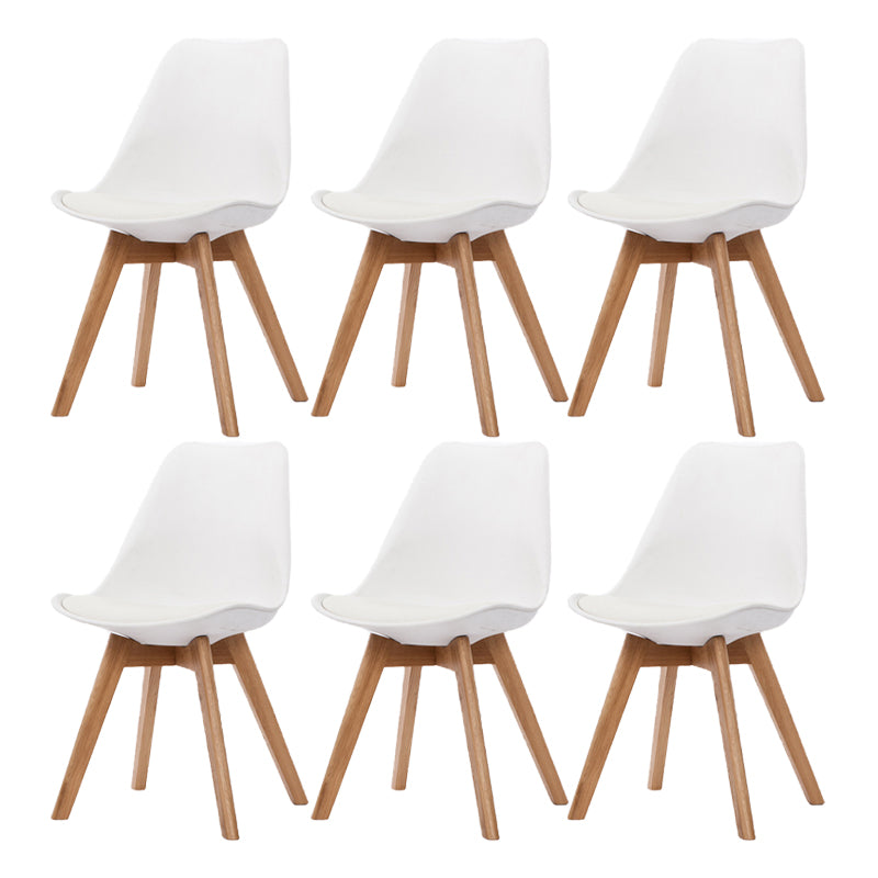 Scandinavian Beech Parsons Side Chair Matte Finish Leather Dining Chairs (Set of 2) White Set of 6 Clearhalo ' kitchen&dining_furn' 'Dining Chairs' 'Dining Tables & Seating' 'dining_chair' 'Furniture' 'furniture_dining_chair' 'Kitchen & Dining Furniture' 'kitchen' 4010426