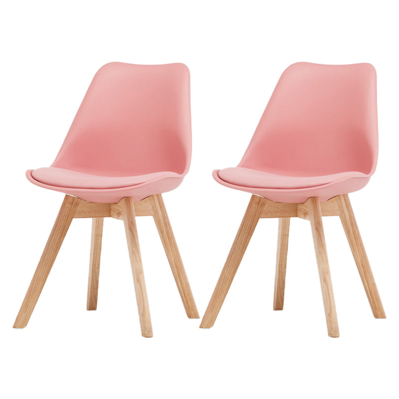 Scandinavian Beech Parsons Side Chair Matte Finish Leather Dining Chairs (Set of 2) Pink Set of 2 Clearhalo ' kitchen&dining_furn' 'Dining Chairs' 'Dining Tables & Seating' 'dining_chair' 'Furniture' 'furniture_dining_chair' 'Kitchen & Dining Furniture' 'kitchen' 4010427