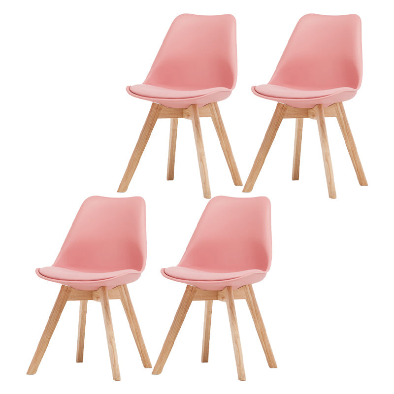 Scandinavian Beech Parsons Side Chair Matte Finish Leather Dining Chairs (Set of 2) Pink Set of 4 Clearhalo ' kitchen&dining_furn' 'Dining Chairs' 'Dining Tables & Seating' 'dining_chair' 'Furniture' 'furniture_dining_chair' 'Kitchen & Dining Furniture' 'kitchen' 4010428