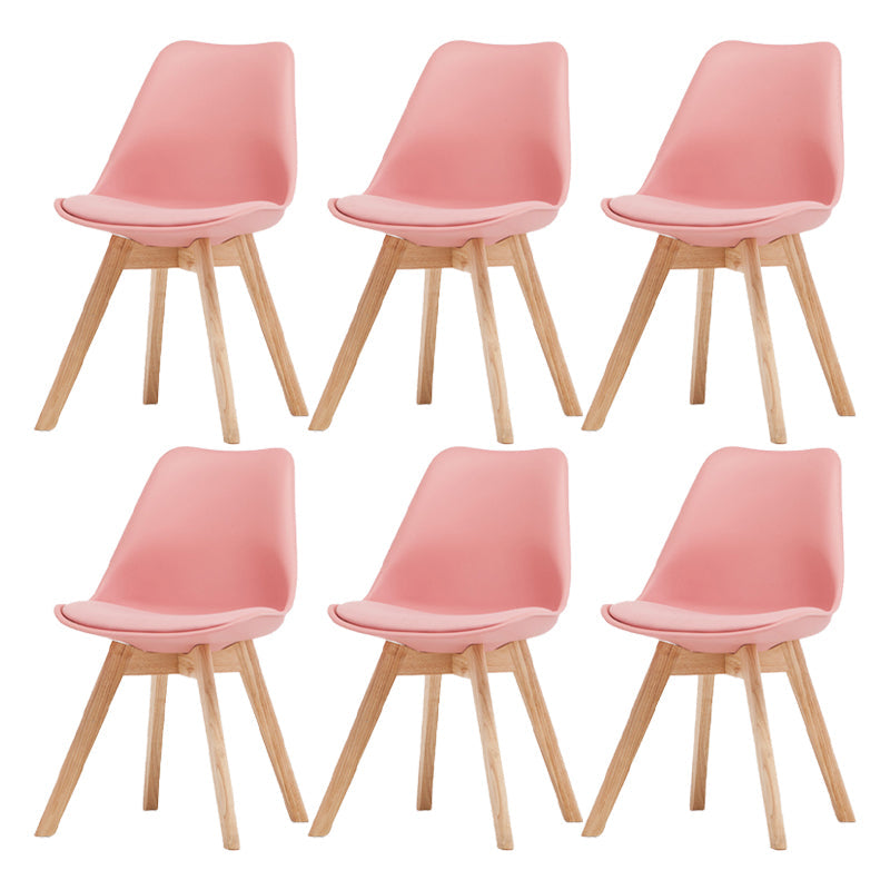 Scandinavian Beech Parsons Side Chair Matte Finish Leather Dining Chairs (Set of 2) Pink Set of 6 Clearhalo ' kitchen&dining_furn' 'Dining Chairs' 'Dining Tables & Seating' 'dining_chair' 'Furniture' 'furniture_dining_chair' 'Kitchen & Dining Furniture' 'kitchen' 4010429