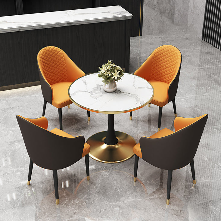 31.5'' Traditional Luxury Dining Table Round Table with Metal Tulip Base Clearhalo ' dining_table' 'Dining Tables & Seating' 'Dining Tables' 'furn' 'furn_dining_table' 'Furniture' 'furniture_dining_table' 'Kitchen & Dining Furniture' 'kitchen&dining_furn' 'kitchen' 'kitchen_dining_table' 4020504